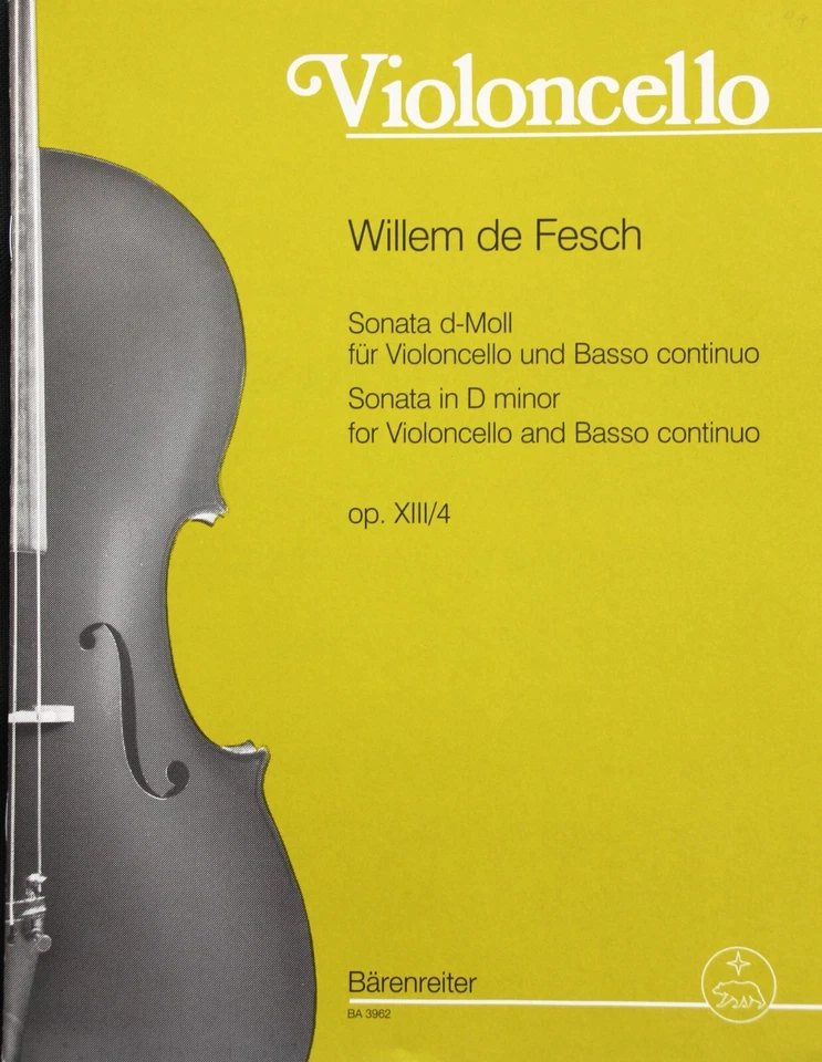 William De Fesch Sonata in D Minor for cello and  basso continuo    piano part - Image 1 of 1