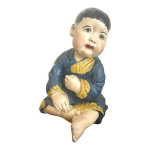 VINTAGE LARGE JAPANESE CHILD STATUE FIGURE HANDMADE HAND PAINTED - Picture 1 of 11