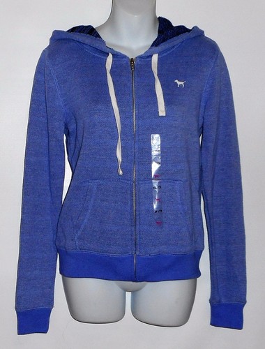 UNDERCOVER Felpa con cappuccio Victoria's Secret VS Pink Love a maglia rosa cerniera intera viola XS nuova con etichette