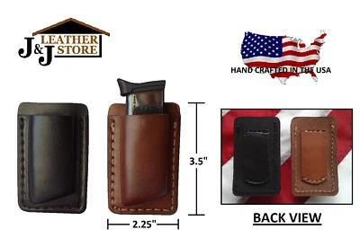 J&J S&W BODYGUARD 380 MAGAZINE POCKET / BELT LOOP LEATHER CARRIER HOLDER HOLSTER - Image 1 of 4