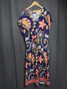 Sara Ladies Blue Floral Viscose Dress Size 18 VGC - Picture 1 of 5