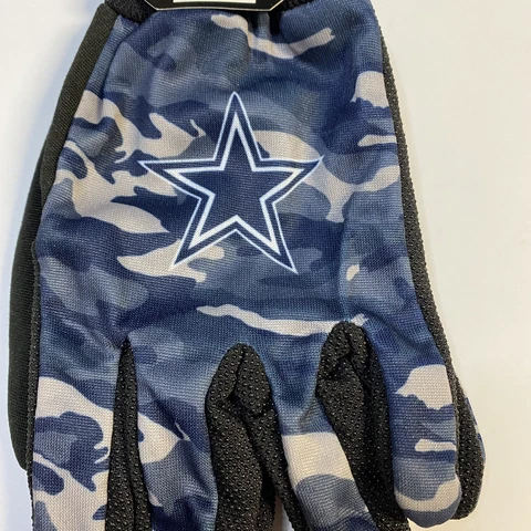 Dallas Cowboys Blue Camo Team Logo Licensed NFL Sport Utility Gloves with Grip Cover