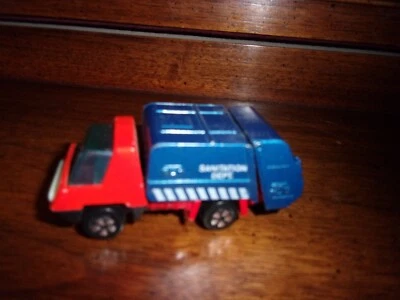 Vintage 1970's Playart Garbage Truck Sanitation Dept. Blue & Red Hong Kong - Image 1 of 4