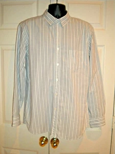 Men's Shirt Fossil  Long Sleeve Gray Striped 100% Cotton (size L) - Picture 1 of 7