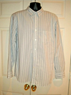 Men's Shirt Fossil  Long Sleeve Gray Striped 100% Cotton (size L) - Image 1 of 4