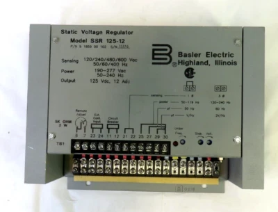 BASLER Electric SSR 125-12 Static Voltage Regulator, FOR PARTS/ REPAIR - Image 1 of 4