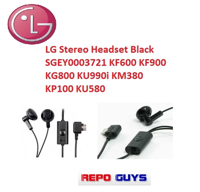 LG Stereo Headset Black SGEY0003721 KF600 KF900 KG800 KU990i KM380 KP100 KU580 - Image 1 of 1