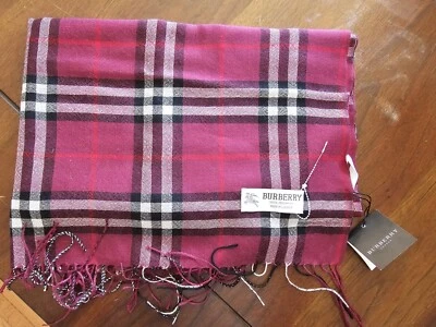 BUFANDA BURBERRY CIRUELA AUTÉNTICA NUEVA CON ETIQUETAS Foto 1 de 2
