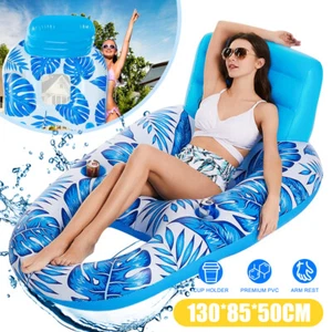 Luftmatratze Lounge 130 x 85 cm Pool Schwimmsessel mit Becherhalter Pool-Flöße - Bild 1 von 23