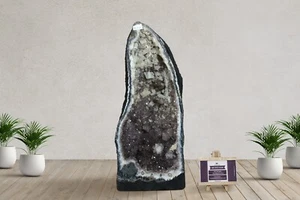 Geoda de amatista natural grande de 34,4 lb catedral racimo de cristal muestra curación - Imagen 1 de 15