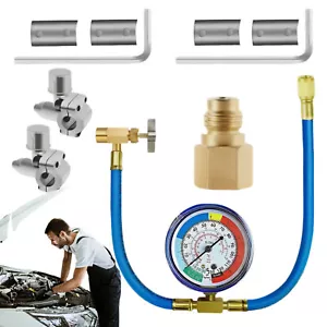 R134A Car AC Manifold Gauge Kit A/C Refrigeration Recharge Measuring Coupler Set - Picture 1 of 12