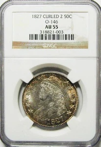1827 Curled 2 Capped Bust Half Dollar O-146 NGC AU-55 - Picture 1 of 2