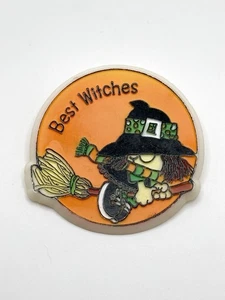 Vintage 1984 Halloween Pin Brooch Best Witches American Greetings Orange Black - Picture 1 of 4