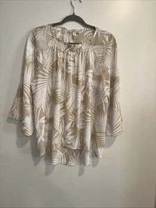 Dana Buchanan Damen Gr. M transparente topische Blumen Bauern Boho Bluse - Bild 1 von 7