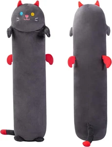 Black Long Cat Plush Pillow - Cute Squishy Hugging Cushion - Picture 1 of 13