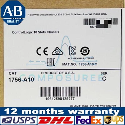 New Sealed AB 1756-A10 SER C ControlLogix 10 Slot Rack Chassis 1756A10 - Image 1 of 2