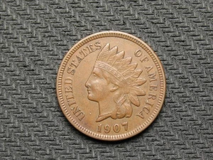 🔥OLD COIN SALE XF 1907 INDIAN HEAD CENT PENNY FULL LIBERTY 🔥LOT 357us - Picture 1 of 2