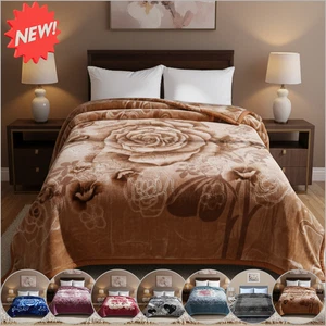 2PLY Blanket Premium Quality Super Soft Heavy Weight Extra Warm Reversible Throw - Picture 1 of 55