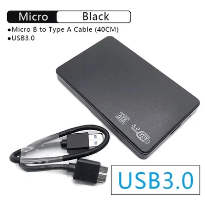 USB 3.0 SATA External Case Hard Drive Enclosure HDD SSD  Caddy Black 2.5 Inch - Image 1 of 4