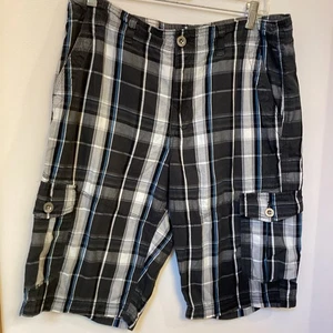 Helix Cargo Herren Shorts grau / blau kariert relaxed straight 34 leicht - Bild 1 von 9