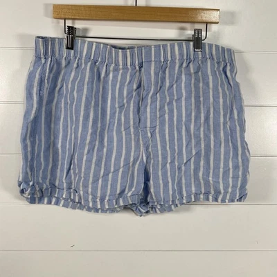 Banana Republic Shorts Mens XL Blue White Striped Linen Lounge Pull On Summer - Image 1 of 4