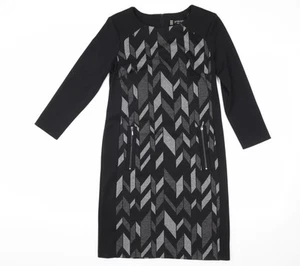 Principles Black Geometric Shift Dress - Size 8 - Picture 1 of 12