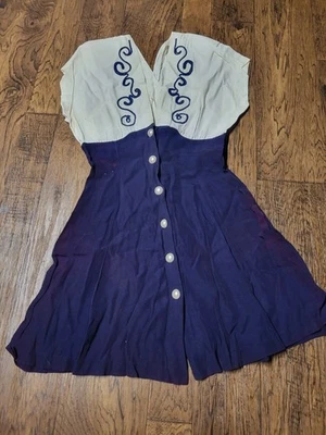 Vintage 70s Dress How Sweet It Is Junior Split Tie Sleeves Smocked Waist  - Image 1 of 4