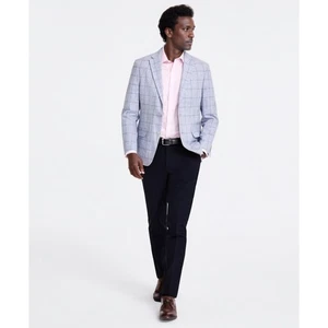 Abrigo deportivo Tommy Hilfiger para hombre 48R azul a cuadros mezcla de lino blazer traje chaqueta nuevo con etiquetas - Imagen 1 de 11
