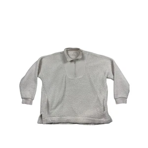 Aerie Sherpa Long Sleeve 1/4 Zip Pullover Womens Size Large Light Beige - Picture 1 of 9