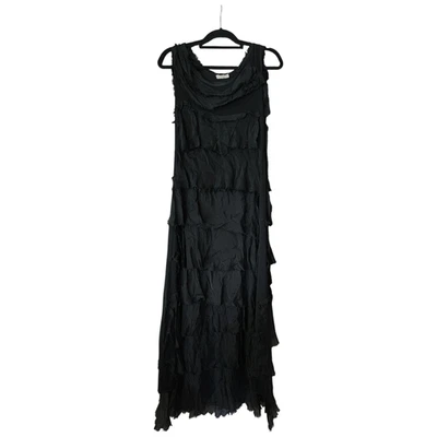 100% Silk Layered Tiered Maxi Dress Whimsigothical M/L Black Italy Fairycore - Image 1 of 4