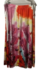 5XL Blumen Maxi Rock Schmetterling lang Gummibund 2085 - Bild 1 von 4