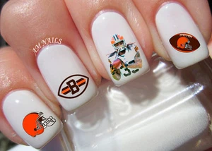 Cleveland Browns Nail Art Stickers Transfers Decals Set of 30 - A1363 - Picture 1 of 2