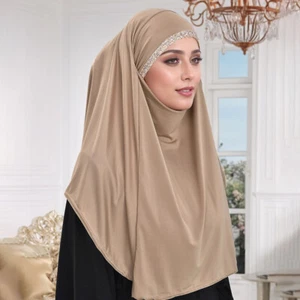 Instant Pull On Ready Scarf Wrap Shawl for Women Muslim Prayer Turban Scarf Hat - Picture 1 of 22