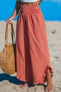 Cupshe Verano Algodón Pantalones Harén Pantalones Volantes Pierna Teracota M (12/14) - Imagen 1 de 5