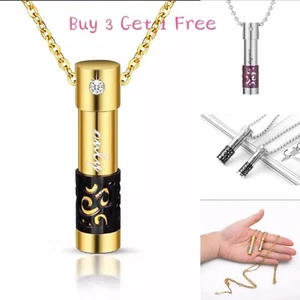 'Only Love' Cylinder Cremation Keepsake Memorial Urn Necklace Ash Holder Memory - Picture 1 of 13