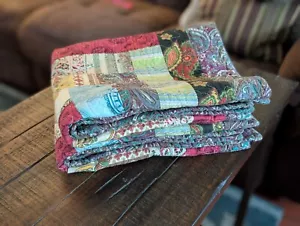 Colorado Lodge Quilted Shams Set Of 2 California King Block Red Yellow Paisley - Picture 1 of 7