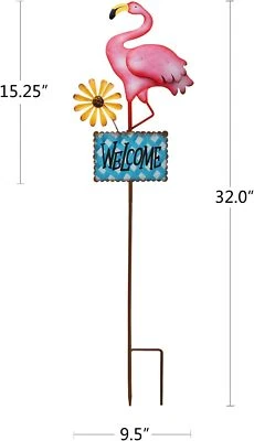 Estacas de jardín flamenco decorativas de metal bienvenida pájaro patio decoración exterior 32 pulgadas H Foto 1 de 4