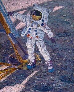 Alan Bean PRIMERA HUELLA HUMANA, NEIL ARMSTRONG, lienzo giclee Apolo 11 #82/100 - Imagen 1 de 1