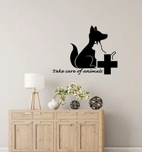 Vinyl Wall Decal Take Care Of Animals Quote Veterinary Clinic Stickers (4044ig) - Picture 1 of 3
