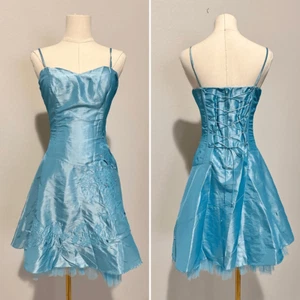 Vtg Y2K 90s Lace-up Fairy Mini Dress S Hoco Whimsigoth Ballet Prom Chappell Roan - Picture 1 of 11