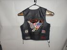 USA Leather Motorcycle Sleeveless Vest Jacket Mens XL Eagle Patches Black 