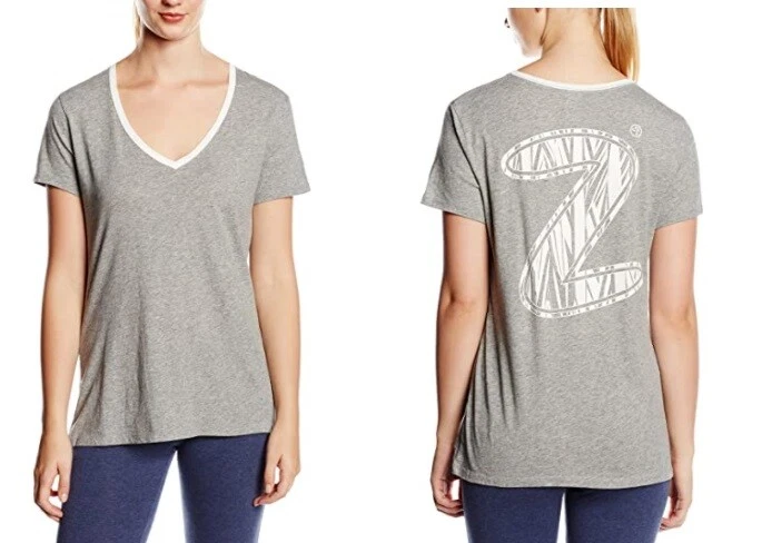 Camiseta Top Zumba SAFARI Cuello en V - Gris Thunderin ~ Mediana y Grande ~ ¡Envío Gratis! Foto 1 de 1