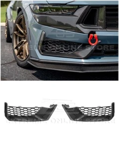 For 24-Up Ford Mustang Dark Horse CARBON FIBER Front Lower Grille Insert Pair - Picture 1 of 22
