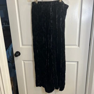Womens wide leg velvet damask Pants 12 Black - Picture 1 of 11