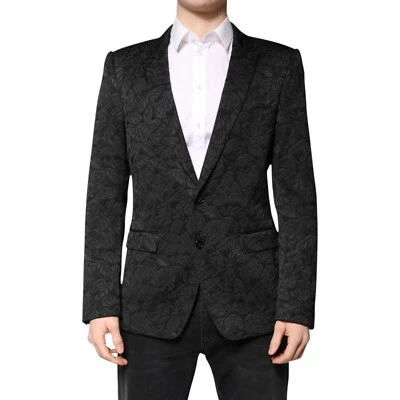 Blazer Dolce & Gabbana preto MARTINI brocado peito único IT50/US40/L 3980usd - Imagem 1 de 4