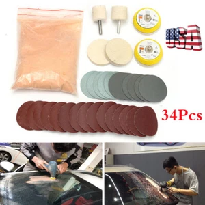 34 x Car Windshield Deep Scratch Remover Cerium Oxide Powder Glass Polishing Kit - Picture 1 of 9