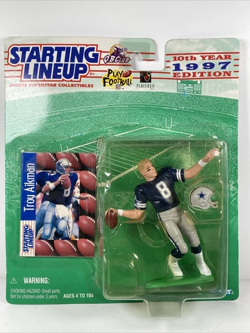 1997 NFL Starting Lineup TROY AIKMAN HOF Dallas Cowboys Figure & Card Football Cover