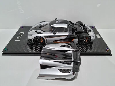 1/18 MCM Koenigsegg ONE:1 Silver Open Engine Resin Model Car Similar Frontiart - Imagen 1 de 4