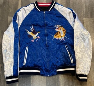 Vintage Sukajan Tiger / Eagle Embroidery Big Logo Souvenir Reversible Jacket - Picture 1 of 7