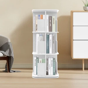 360�� Rotating Bookshelf, 3 Tier Standing Bookcase, Small Corner Bookcase - Picture 1 of 22